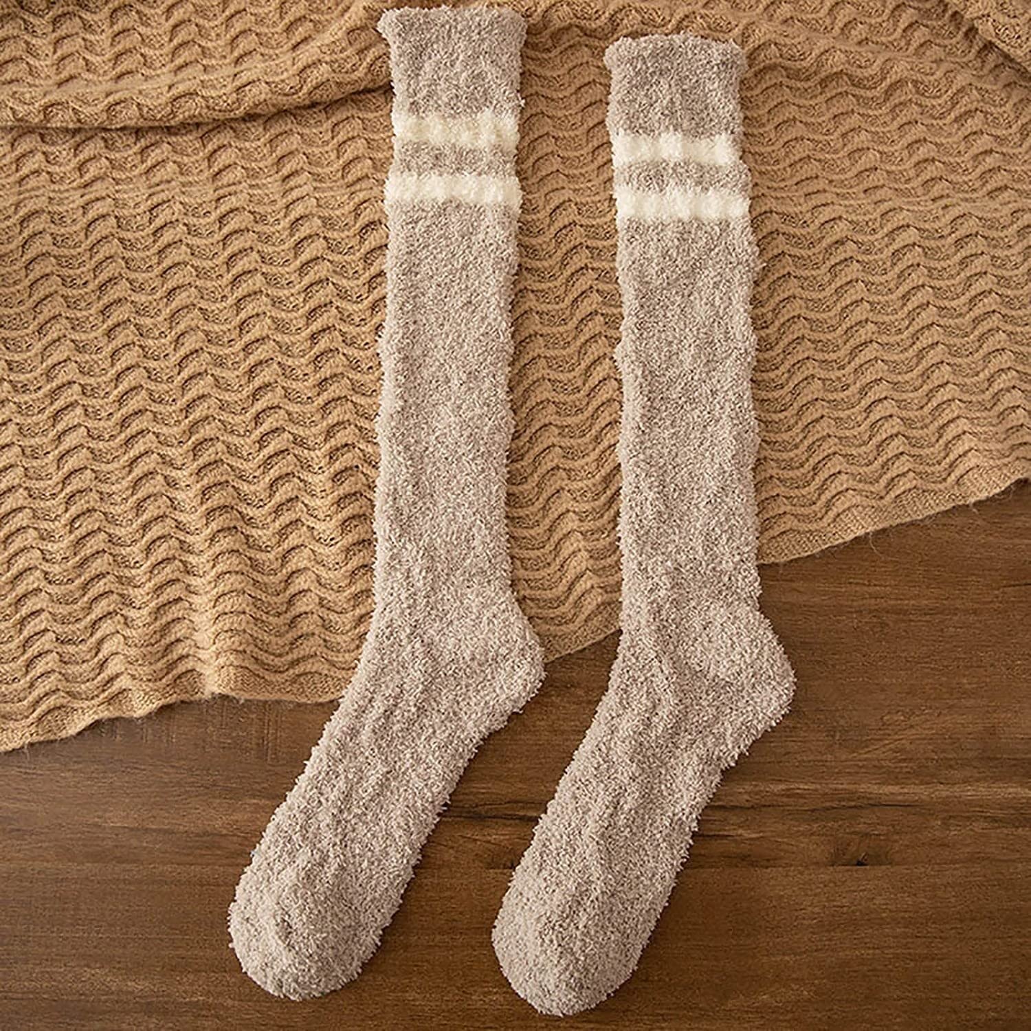 Calcetines Invierno 5 Pares De Calcetines Esponjosos Para Mujer, Calentadores De Piernas De Felpa Coralina Gruesa De Invierno, Calcetines Cálidos Hasta La Rodilla Calcetines Termicos