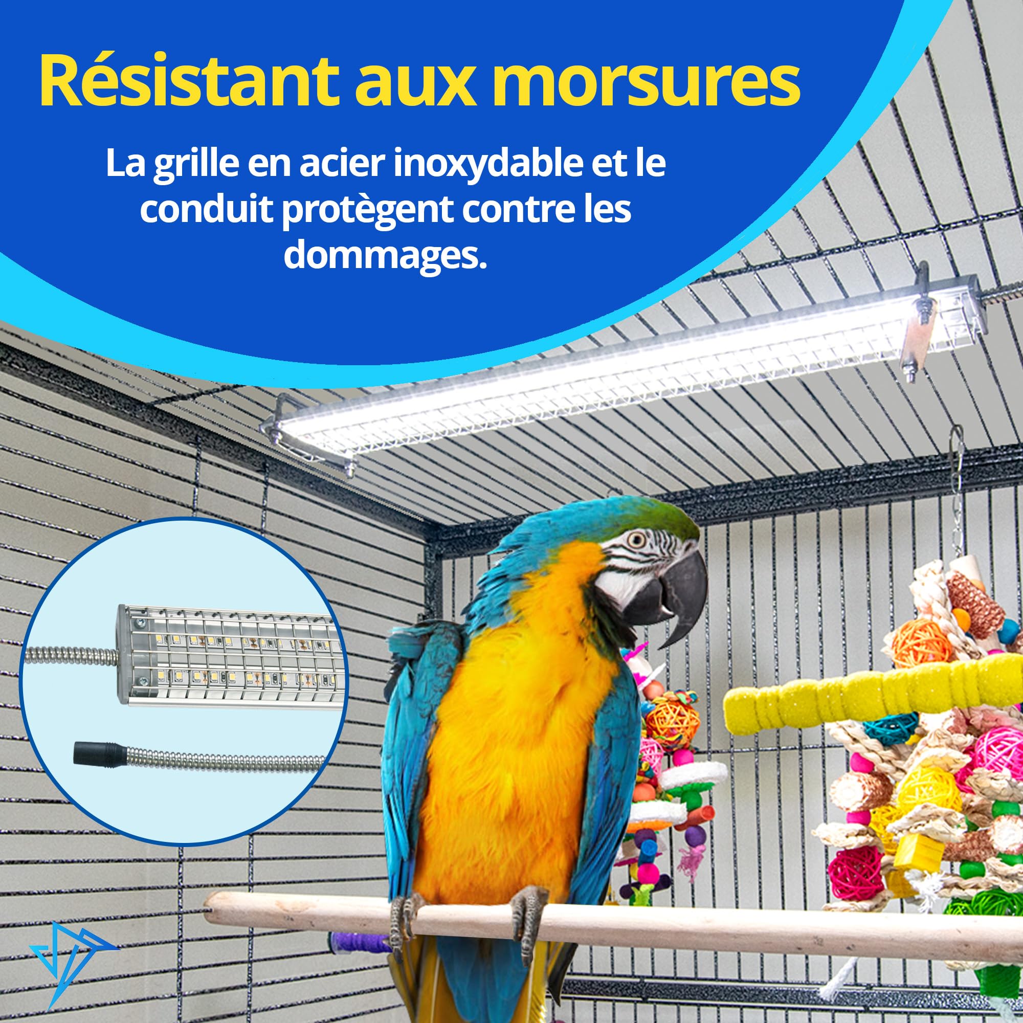 Lampe pour Cage à Oiseaux HappyBird Lighting avec Protection Anti-Morsure – Lampe LED Plein Spectre pour Animaux – Sécurisée pour Les Oiseaux à Crochet – Facile à Installer