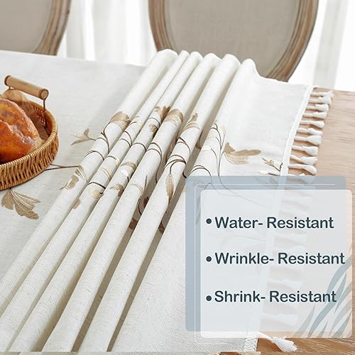 Miniatura 4 de Laolitou Mantel rectangular de lino de algodón impermeable para mesa de comedor, mantel rectangular de cocina, mantel rectangular sin arrugas, color