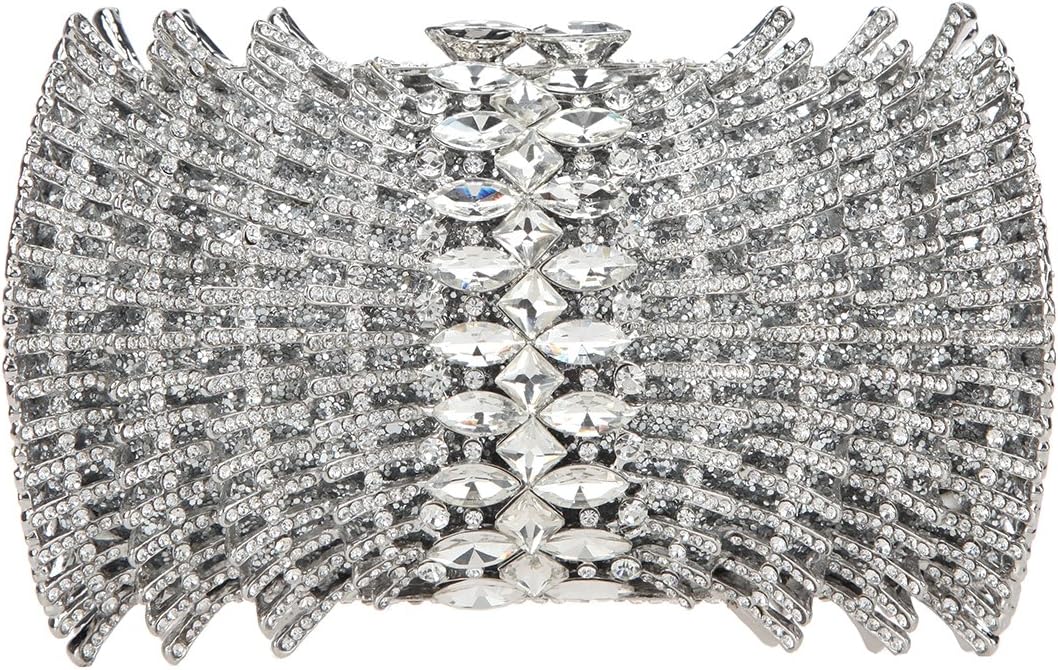 Fawziya Fan Shaped Bling Clutch Purse Rhinestone Crystal Clutch Evening Bag