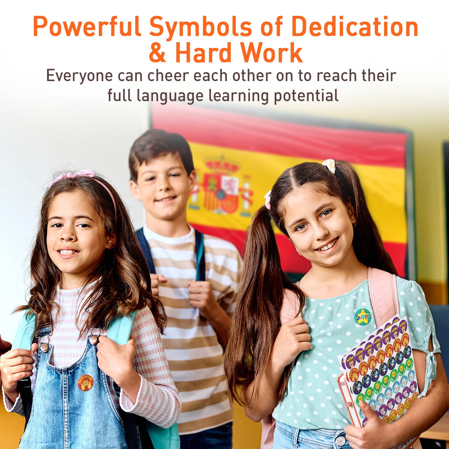Sweetzer & Orange Pegatinas en español para animar - Pegatinas motivacionales para niños - Decoraciones de aula en español - Pegatinas de afirmación en español