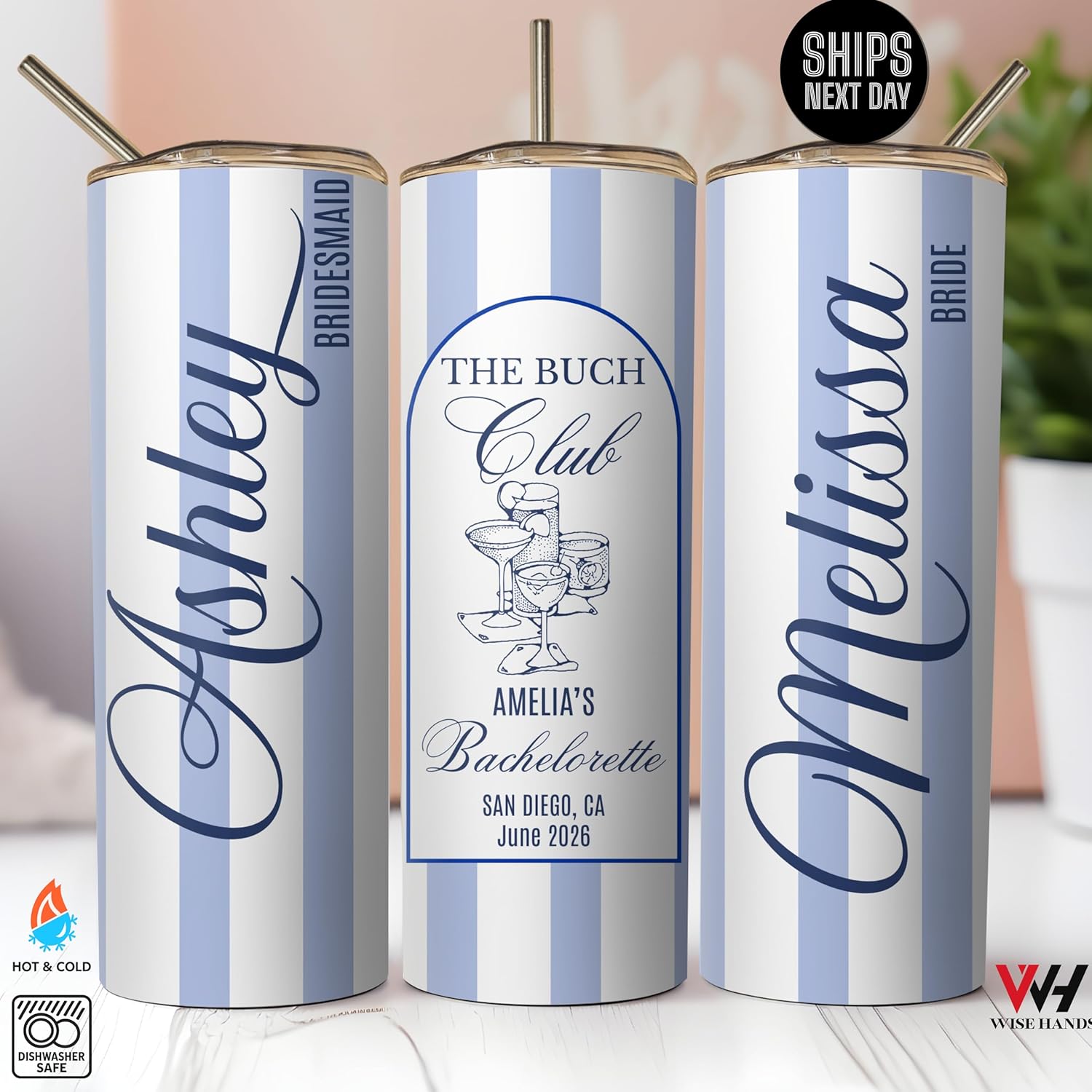 Custom Bridesmaid Tumbler with Straw, 20oz Personalized Stainless Steel Insulated Cup, The Bach Club Bachelorette Party Gifts, Wedding Party Favors for Bride, Maid of Honor, Girls Trip Travel Mug - Image 2