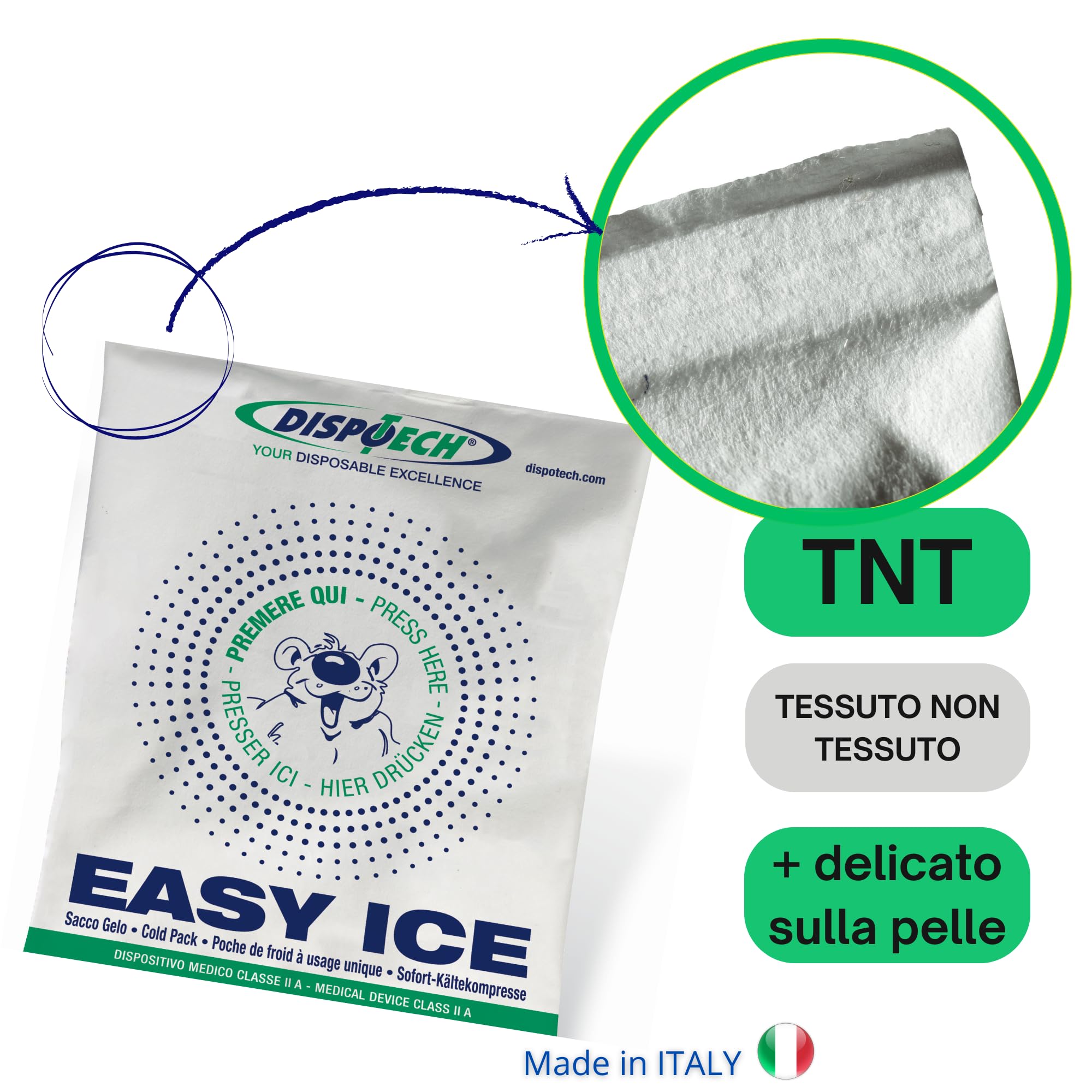 DISPOTECH - Ghiaccio Istantaneo monouso, Busta in TNT - 2 Box 25pz, 50 unità - EASY ICE 14 x 18
