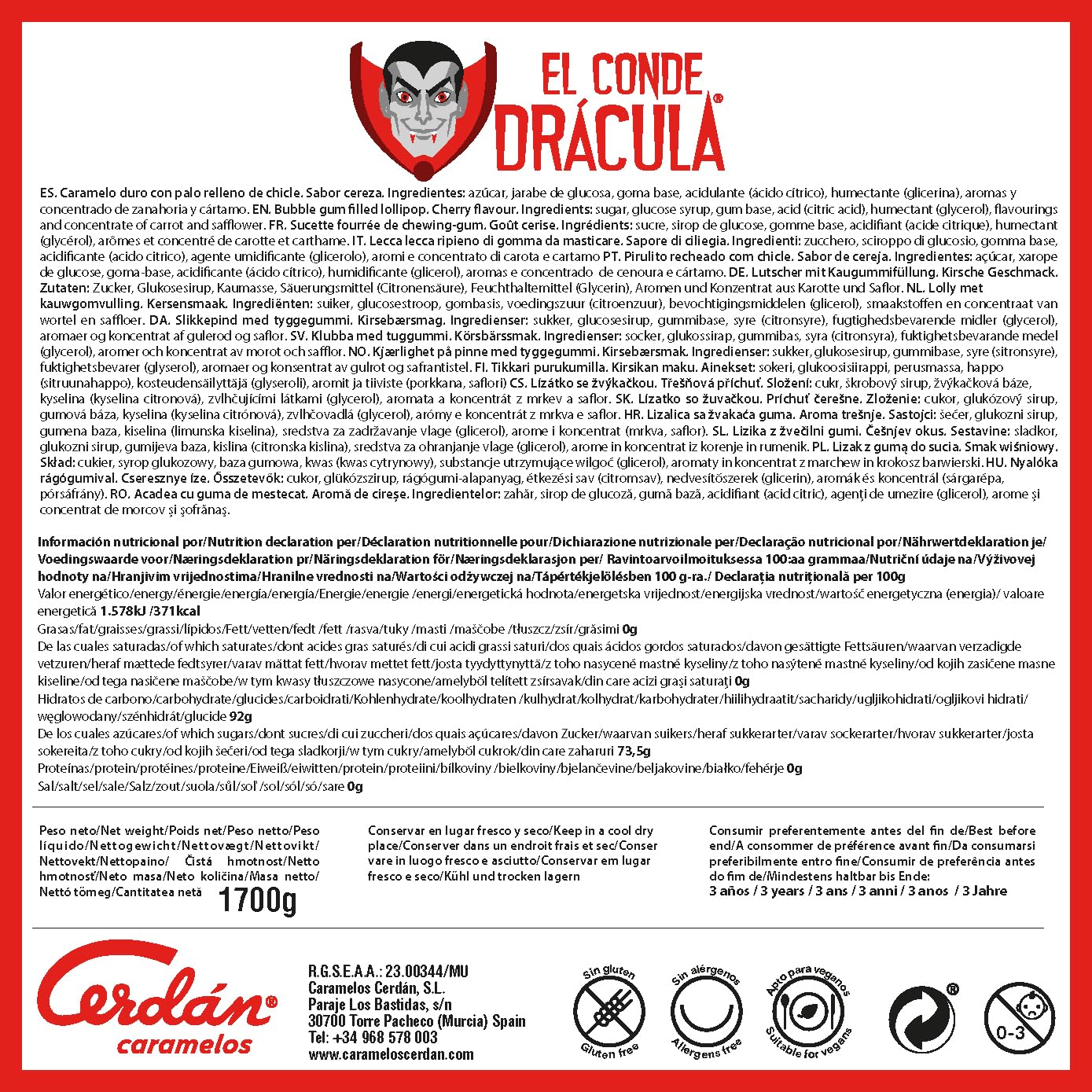 200 LECCA LECCA EL CONDE DRACULA CILIEGIA RIPIENO BUBBLE GUM CHUPA CHUPS BOX