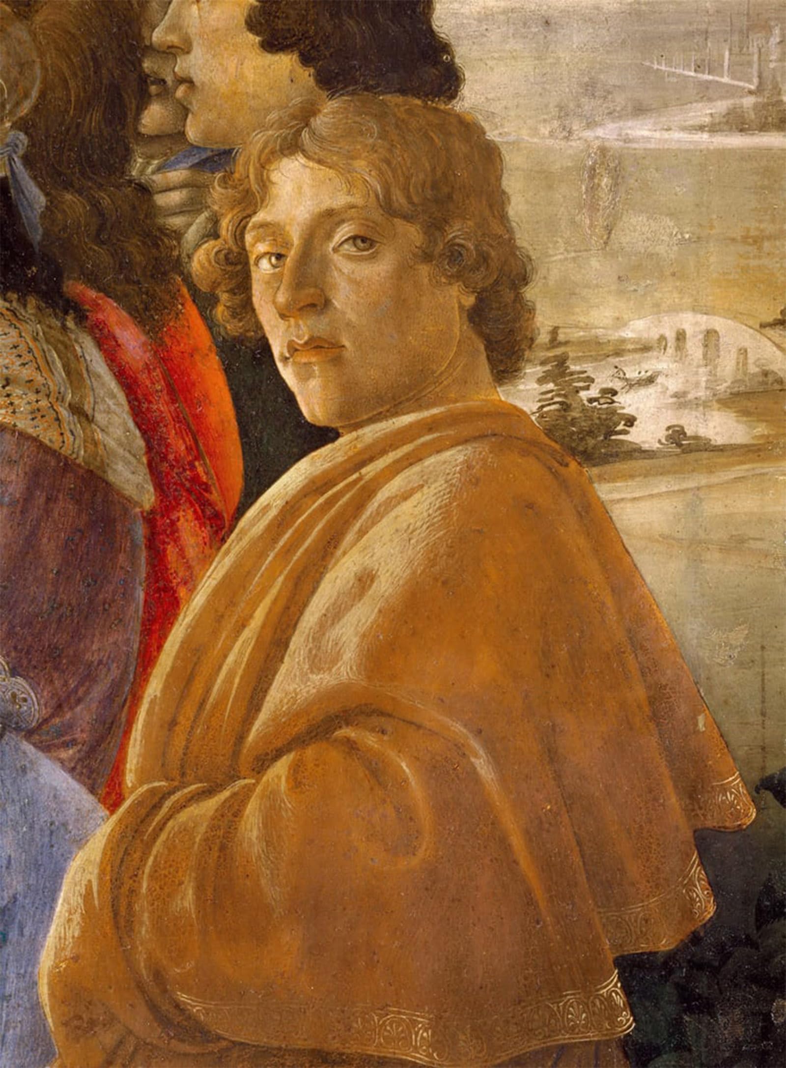 ARTXLXXBN Famous Prints Artwork Pictures Poster Painting Art The adoration of the magi. detail: self-portrait par botticelli by Sandro Botticelli Artwork Landscape Pictures for Home Decor 60x90cm