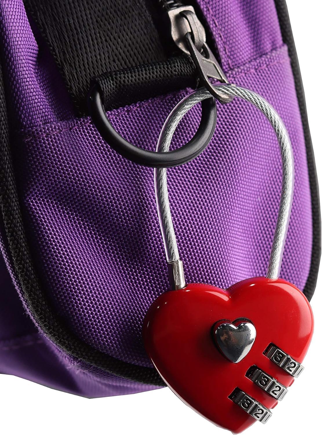 3Pcs Red Heart Padlock, Mini Code Lock, Wire Rope 3-Digit Code Combination Padlock for Travel Bags/Suitcase/Lockers/Backpacks/Jewelry Boxes Combination Padlocks