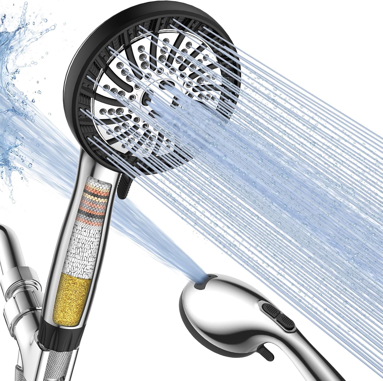 Regadera de Alta Presión PWERAN con Cabezal de Mano y Filtro