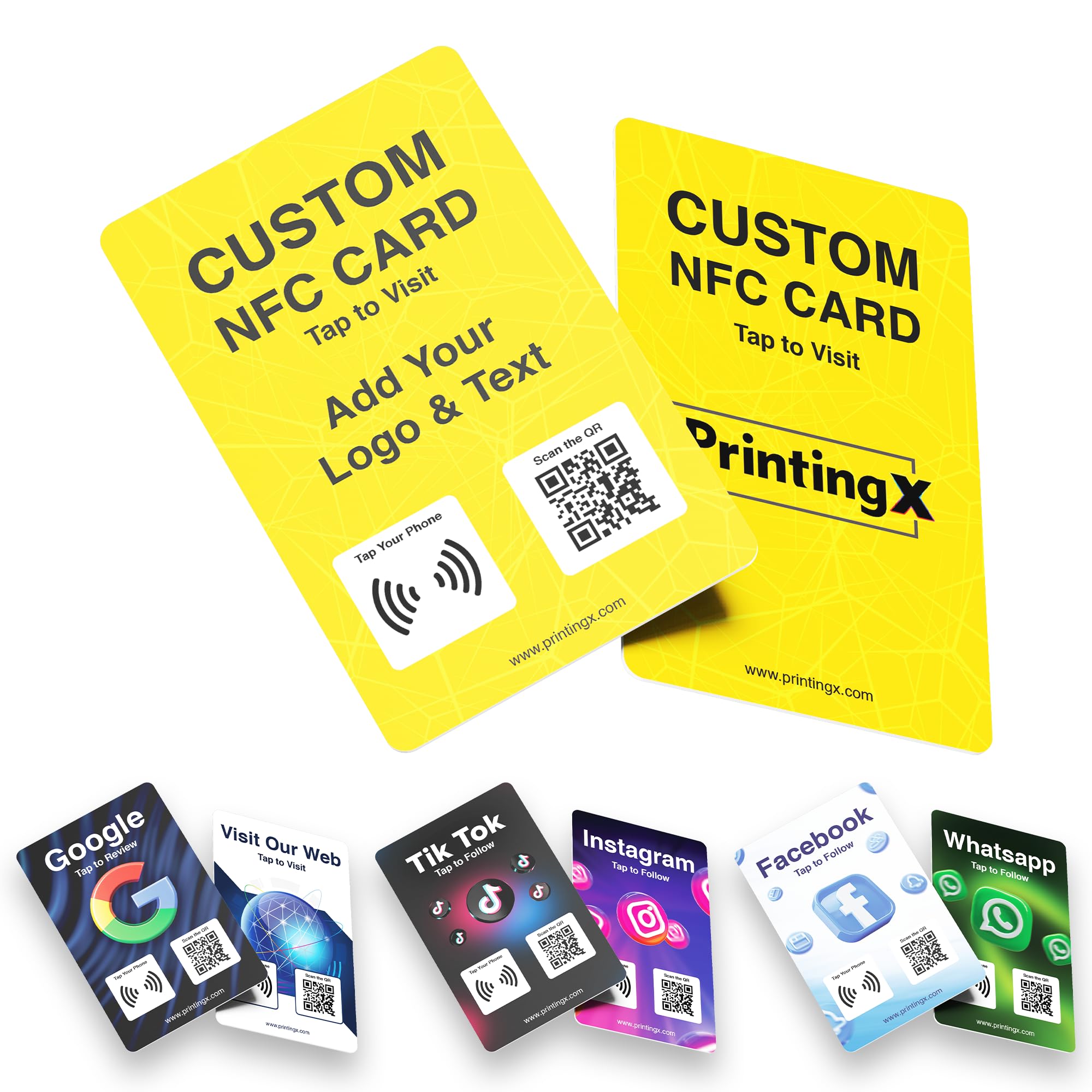Eliphs Custom NFC Card Bundle - Personalised Business Cards with NFC Tag & QR Code for Google Reviews - NFC QR Code Card for Promote Your Business