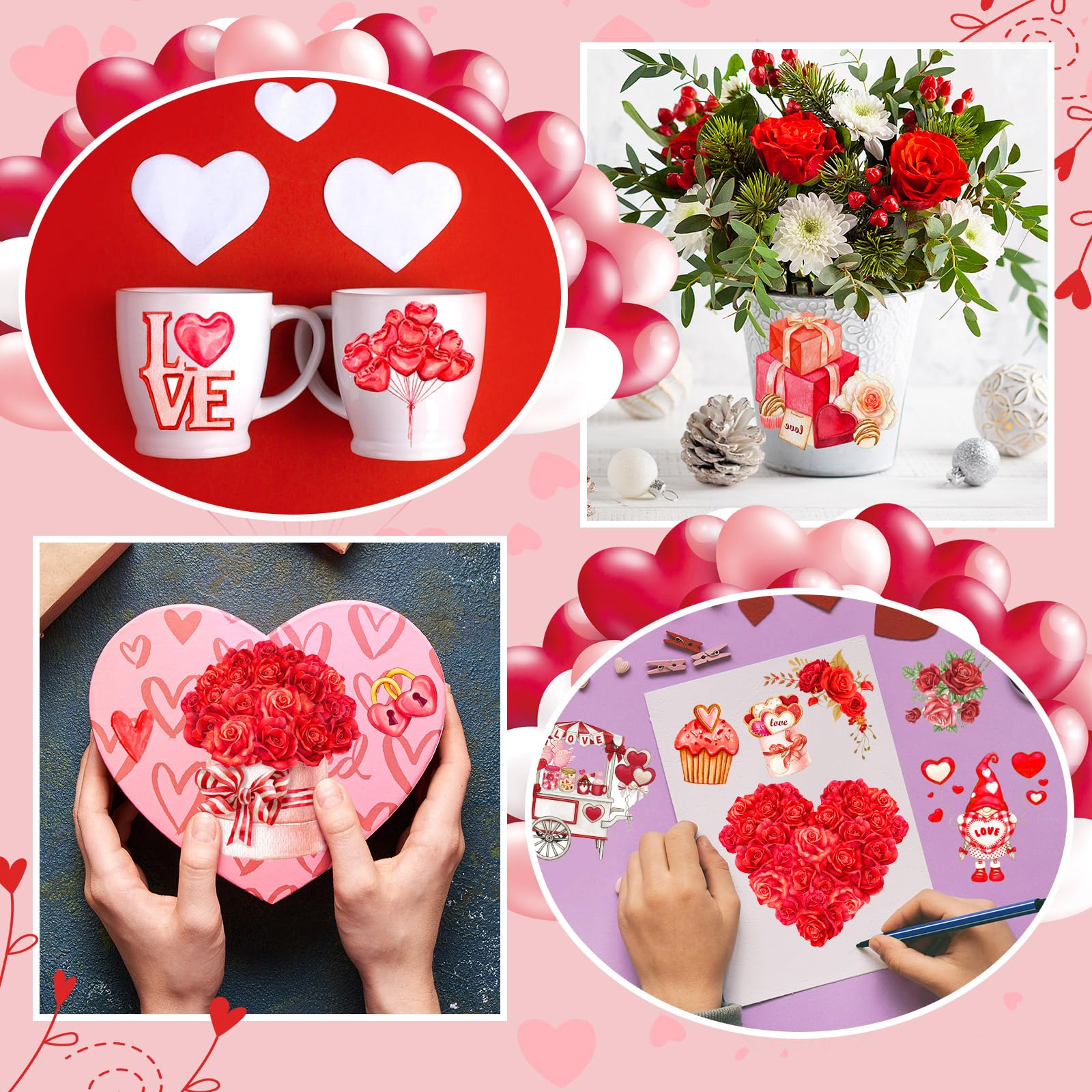 56-Piece Christmas Word Stickers - Rub On Transfer Decals For Glass Ornaments & Crafts