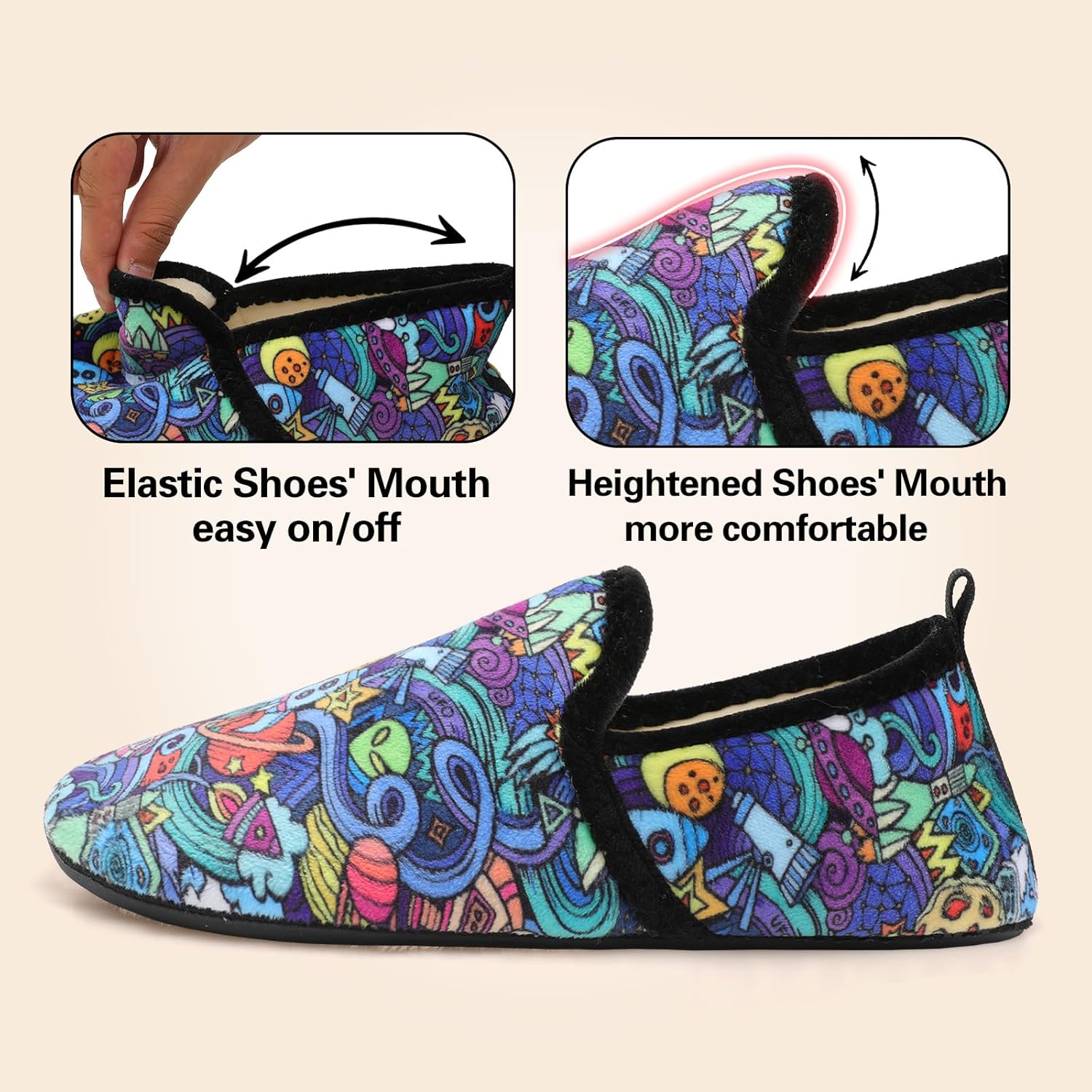 Spesoul Slippers for Women Men Furry Indoor House Shoes Soft Rubber Sole Slipper Socks Slip On House Slippers for Bedroom Home Office Travel Yoga - Image 2