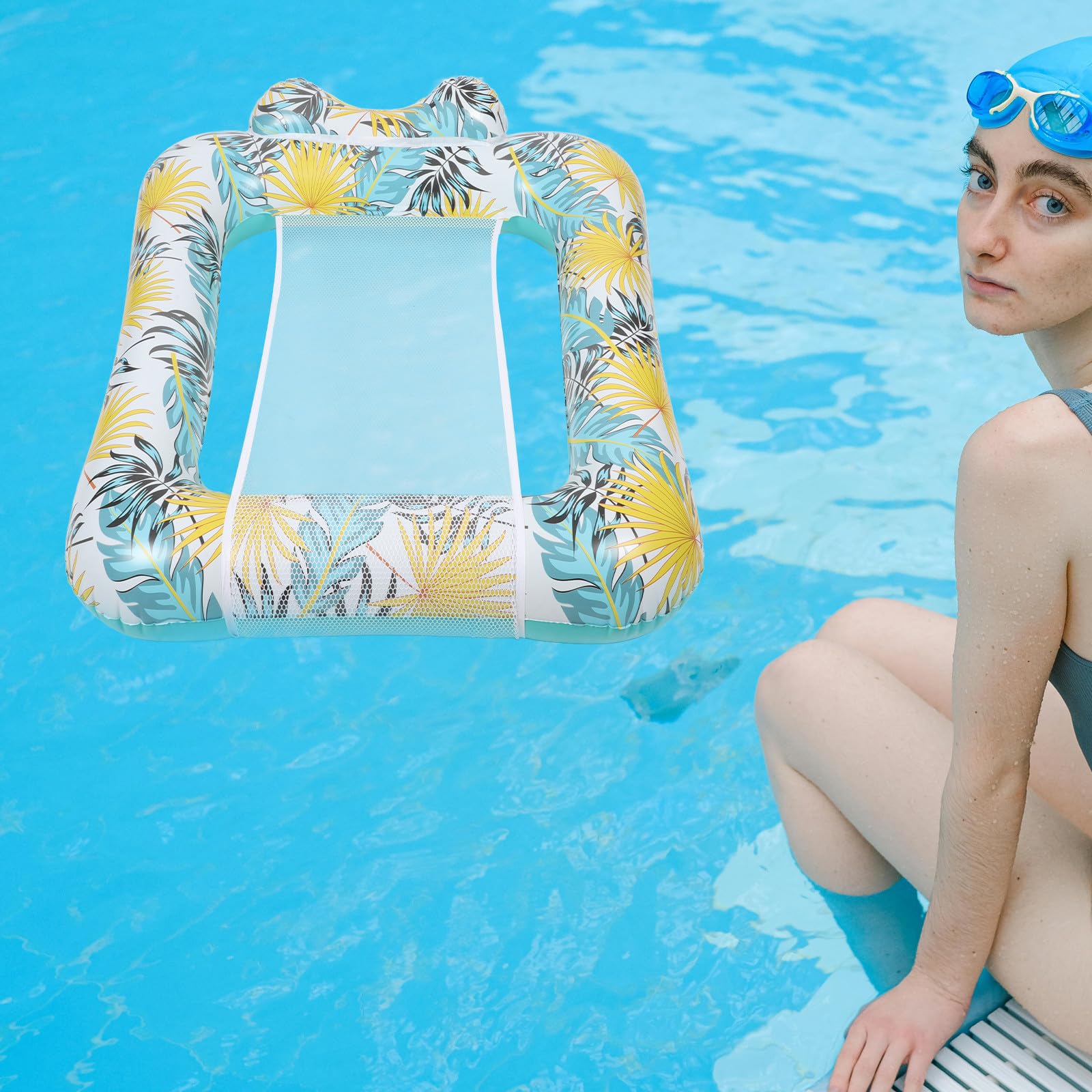 Lettino Gonfiabile per Piscina Design Confortevole e Materiale Pvc, Sedia Galleggiante Skin-friendly per Relax e Vacanze Estive