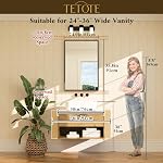 TETOTE Black Bathroom Mirror 24 x 36 Beveled Rectangle Framed Black Bathroom Vanity Mirror for Over Sink, Tempered Glass, Aluminum Frame, Wall Decor for Bedroom, Entryway, Farmhouse, Living Room
