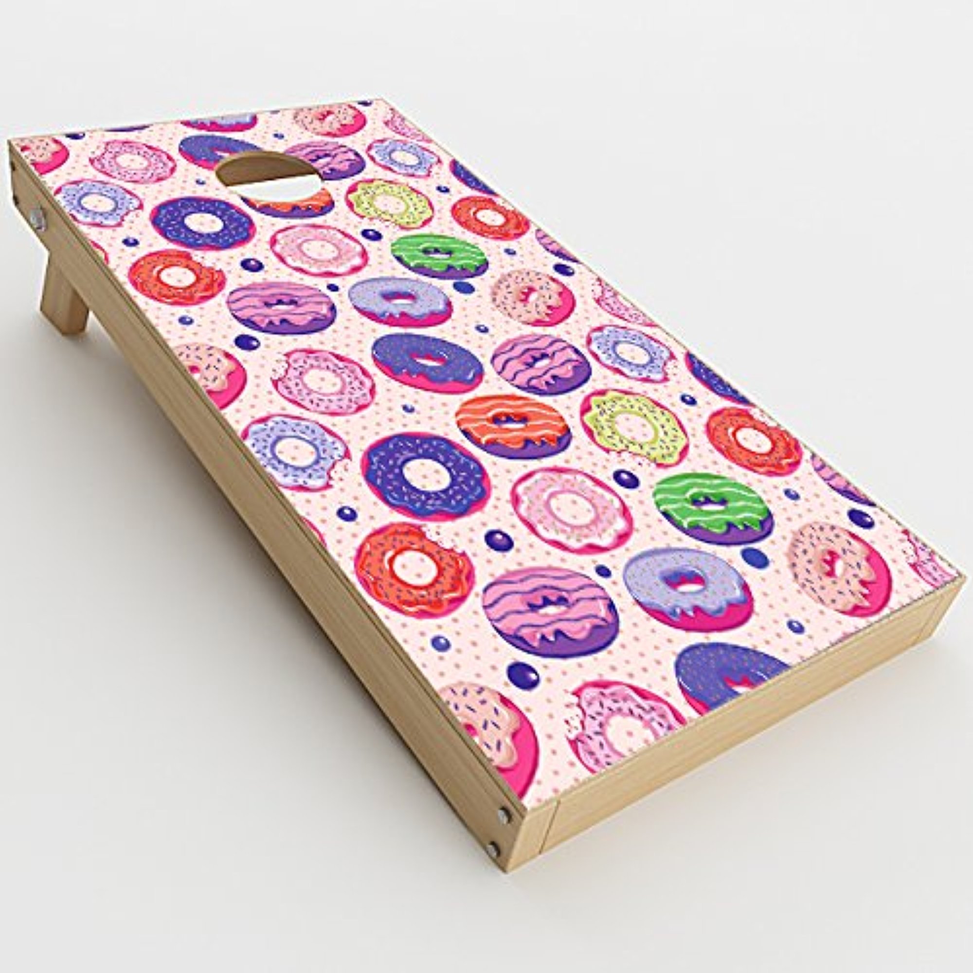 Skin Decals Vinyl Wrap for Cornhole Game Board Bag Toss (2xpcs.) / Donuts yum Doughnuts Pattern
