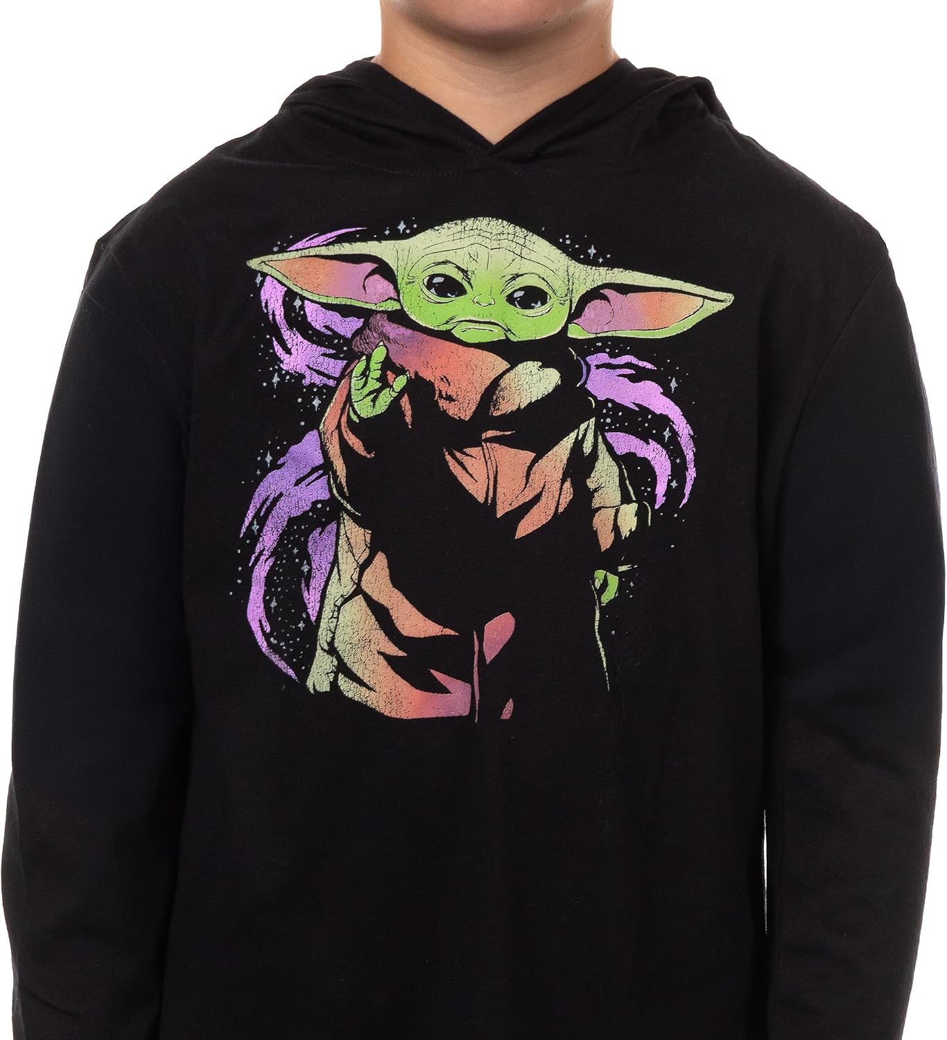 Disney Star Wars Boy's The Mandalorian Shirt Grogu Long Sleeve Hooded Tee