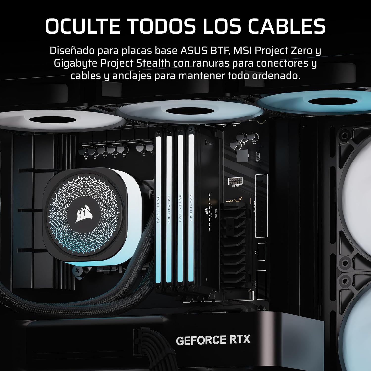CORSAIR Frame 4500X RS-R ARGB Caja de PC Semitorre con Cristal Panorámico – Sistema de Montaje de InfiniRail, Capacidad para Dos radiadores de 360 mm, Incluye 3 Ventiladores RS120R – Negro 9