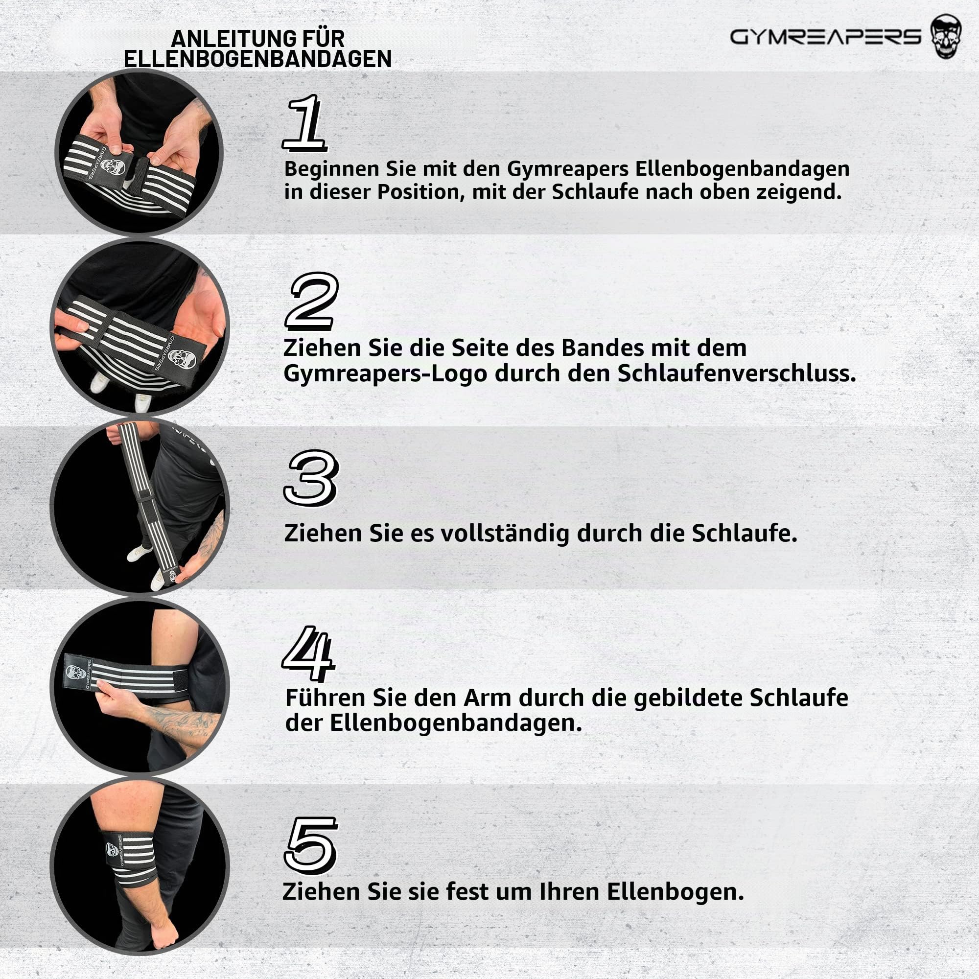 Gymreapers Gewichtheben, Ellenbogenbandage, flexibel, 101,6 cm, Ellenbogen-Kompressionsriemen und Gelenkbandage, für Bankdrücken, Powerlifting und Drücken (schwarz)