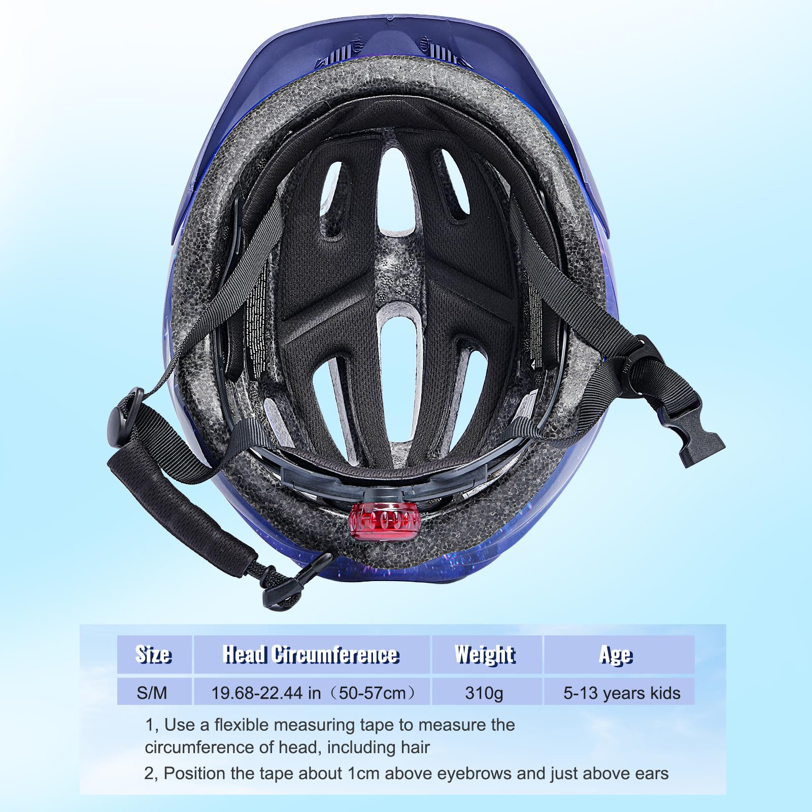 Casque de vélo pour Enfants avec lumière et visière pour garçons et Filles, Casque de vélo pour Enfants (50-57 cm)