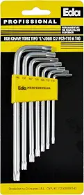EDA Chaves Torx Tipo L Longas 7 Peças 8Qg Prateado/Amarelo