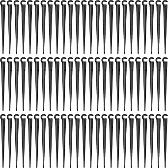Honoson 240 Pcs Irrigation Drip Support Stakes Tubing Hose Holder 1/4 Inch Tubing Support Holder for Vegetable Gardens Flower Beds SuppliesBlack