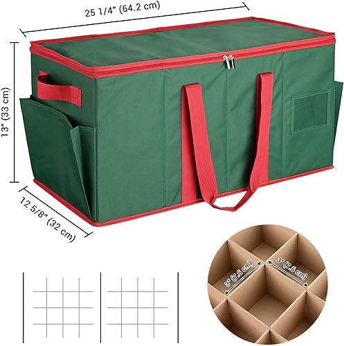 Miniatura 9 de Yescom Bolsa de almacenamiento para coronas de Navidad de 25 pulgadas, protege coronas artificiales, doble cremallera, asas duraderas y ranura para