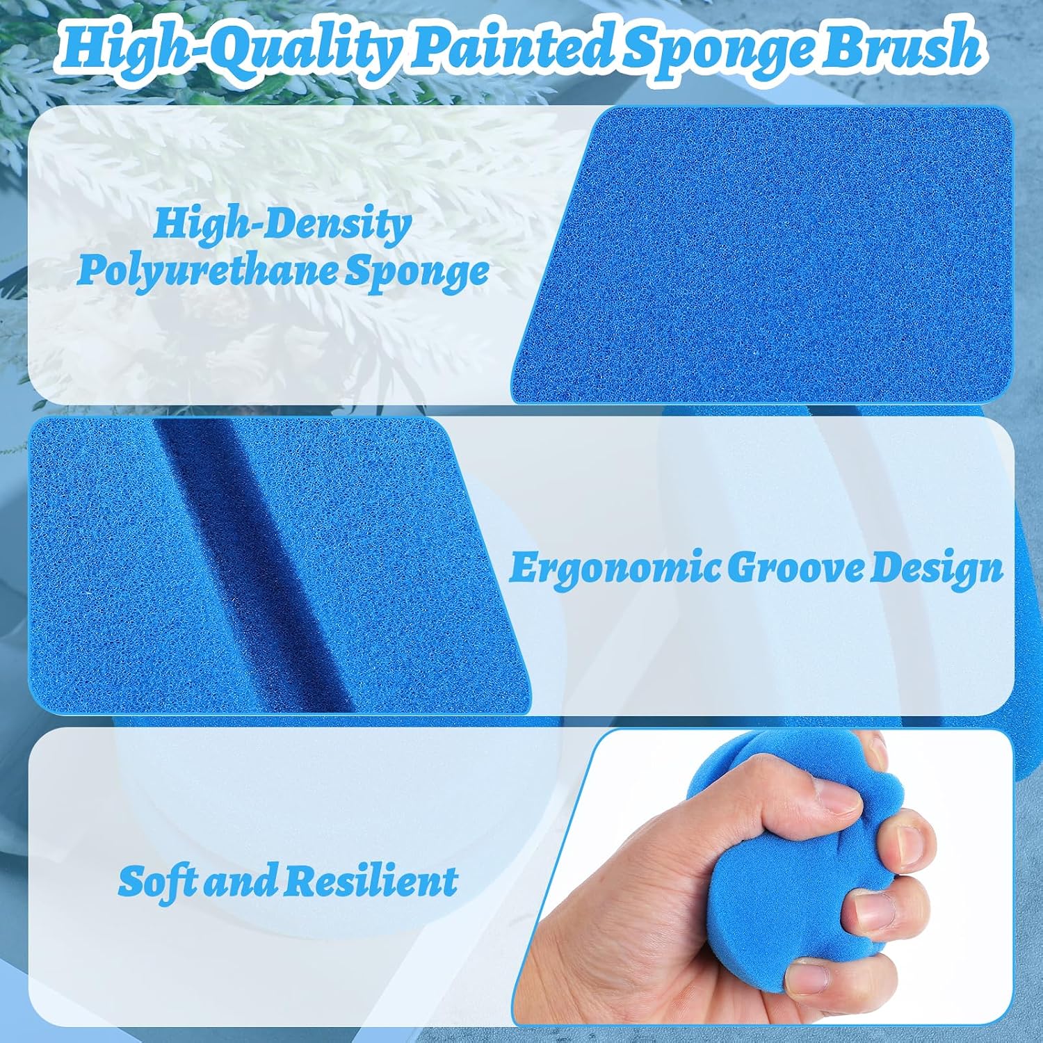 2 Pack Paint Sponge Applicator Double-Side Art Craft Round Sponges 3.1 Inch Detail Sponge for Art Crafts Wall Repairing Car Waxing Kitchen Cleaning (Blue)