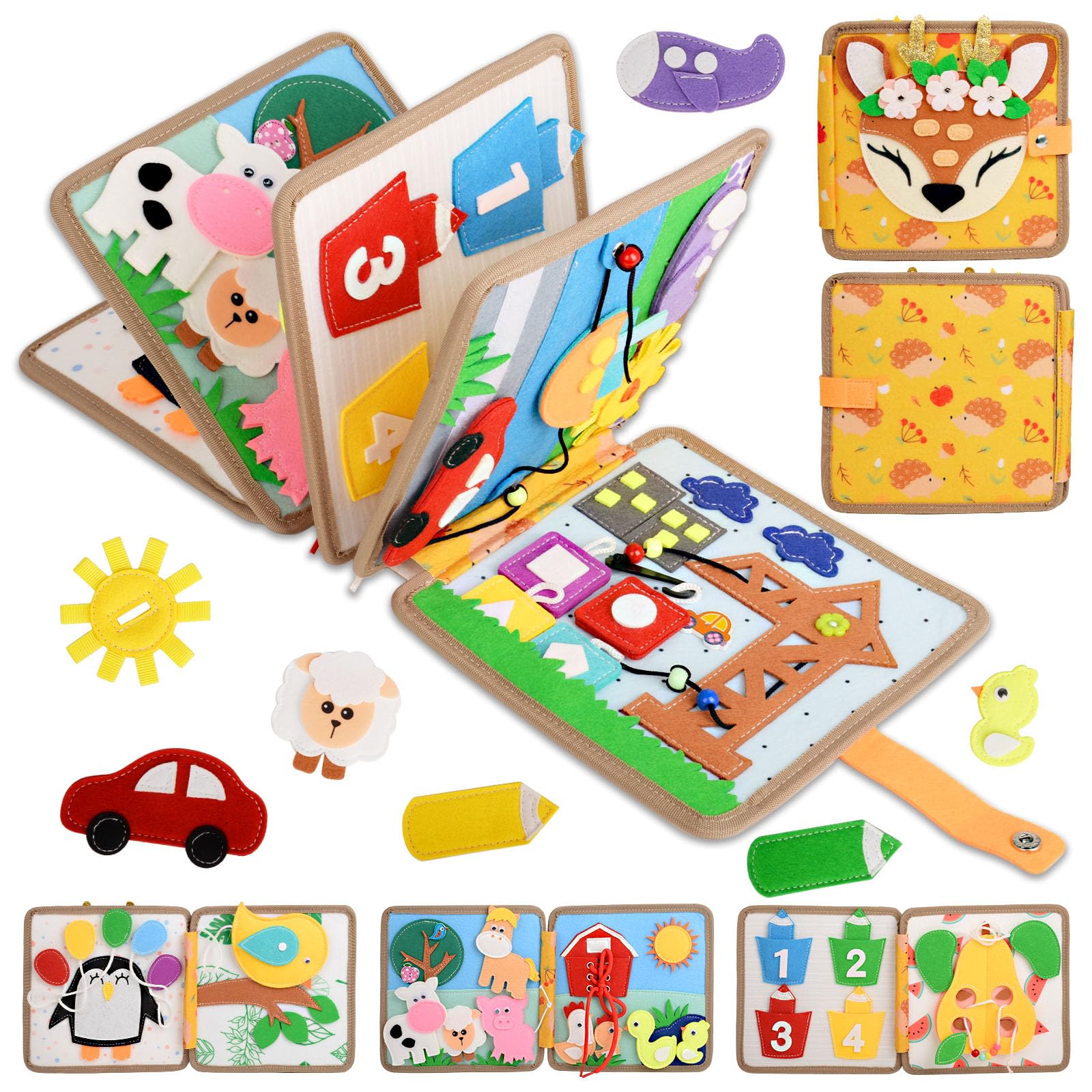 Montessori Busy Board Deutsch ab 1 Jahr, Activity Board Montessori Spielzeug ab 2 3 Jahr, Busy Book für Jungen und Mädchen Lernspielzeug