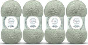 Angora Love Crochet Knitting Yarn 20% Wool 80% Acrylic 4 x 100 m Green Almond 108515