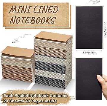 Mimorou 96 Pieces Mini Notebooks Bulk 3.5 x 5.5 Pocket Small Notepads Journals Lined and Blank Notebooks for Travelers Students Gifts Office School Supplies 24 Sheets/ 48 Pages Black and Brown