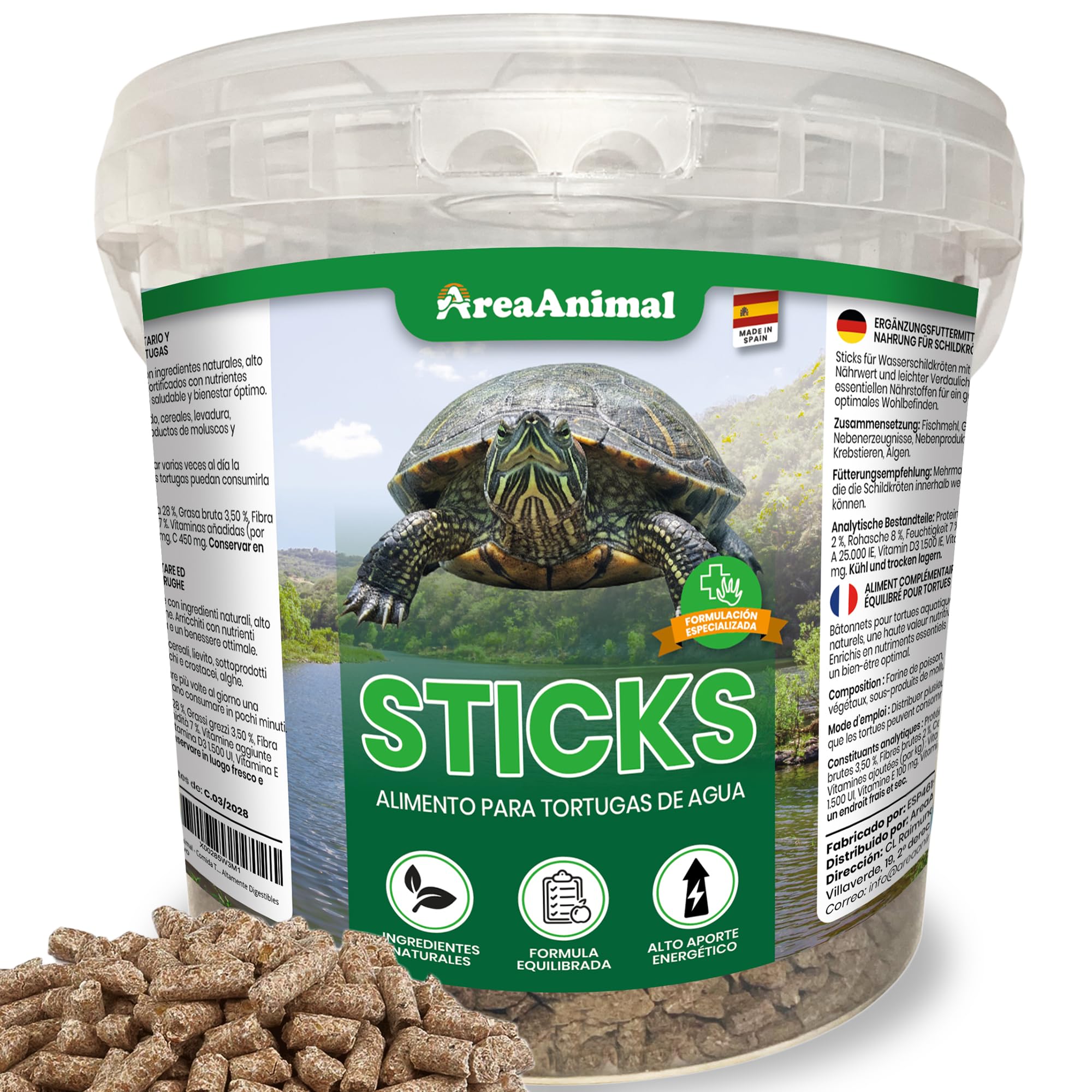 Comida Tortugas de Agua, 1.5KG/5L Comida Tortuga Stick, Alimento Tortuga Agua con Alto Valor Nutritivo, Alimento Tortugas Altamente Digestibles