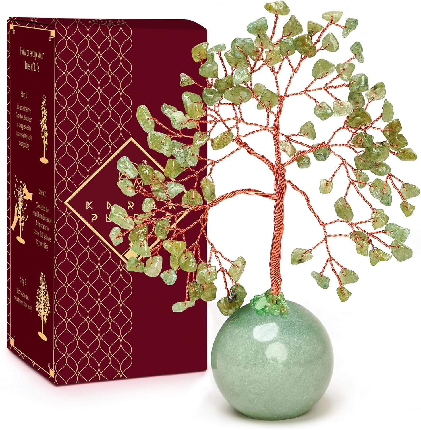 Green Aventurine Crystal Tree of Life Birthday Gifts for Women, Handmade Home Decor, Office, Room Décor, Reiki Healing Crystal Chakra Tree for Money, Positivity, Good Luck Gifts for Her, Mom & Dad