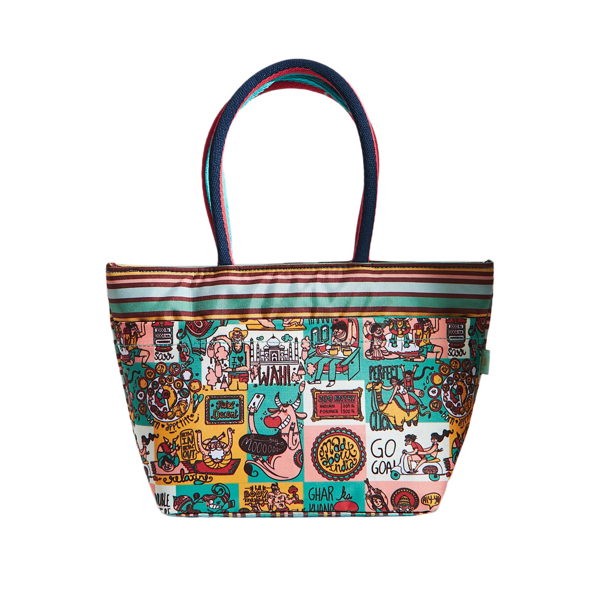 Chumbak Lunch Bag for Women | Small Tiffin Hand Bag with Zipper | Lunch Bag for Office/Travel/Outdoors | Stylish Printed Canvas Lunch Box (B0D9S83VRB) Amazon Price History, Amazon Price Tracker