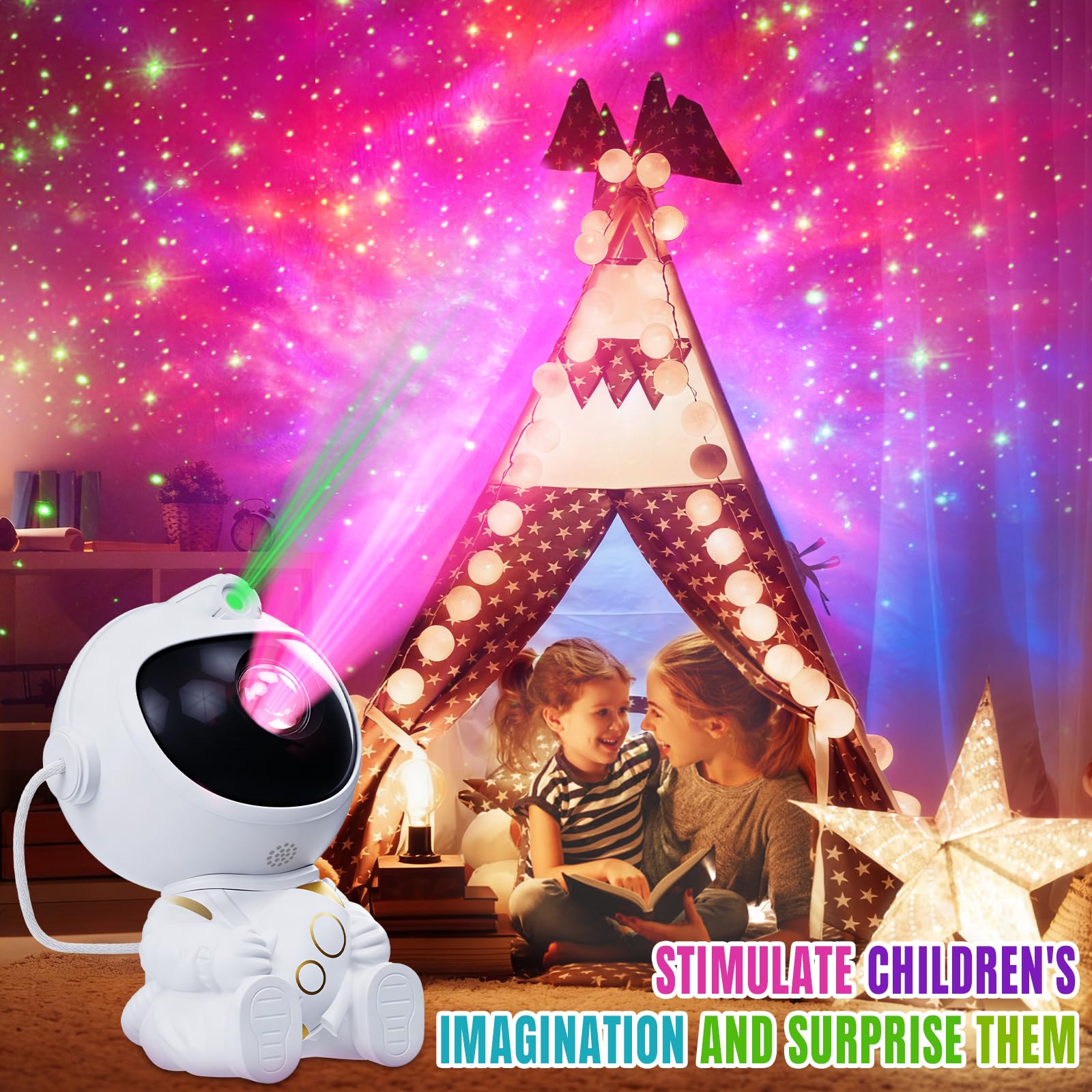 Astronaute Projecteur Ciel Étoilé, Astronaute Projecteur Galaxie avec Télécommande, LED Projecteur Ciel Etoile avec 8 Modes Nébuleuses & 1 Modes Étoiles, pour Décoration des Chambres