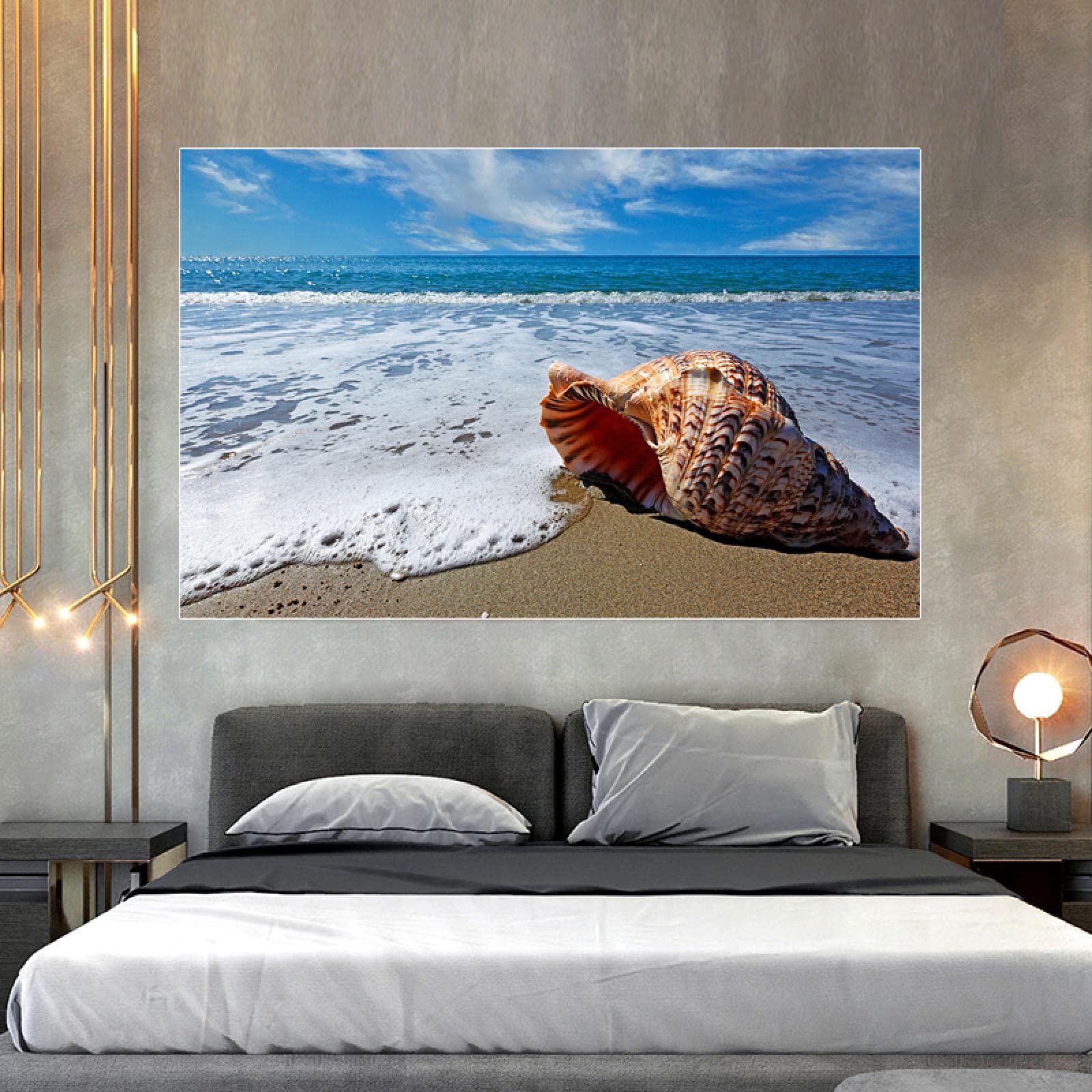 Peinture toile conch shell plage de qualité supérieure pour une décoration murale chic - 6