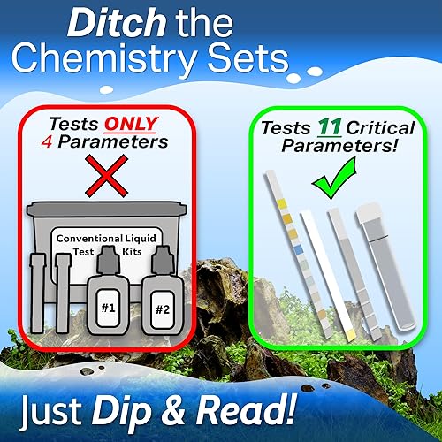 Vista 3 de Kit de tiras de prueba maestro - para acuarios de agua dulce, agua salada y arrecife, prueba para 11 parámetros. Resultados rápidos de grado