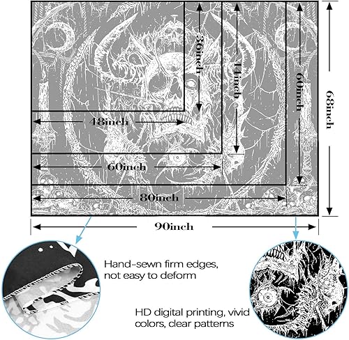 Miniatura 7 de Lifeella Tapiz de calavera, gótico de terror, luna, esqueleto, místico, oscuro, tapices para dormitorio, grunge, para colgar en la pared, blanco y