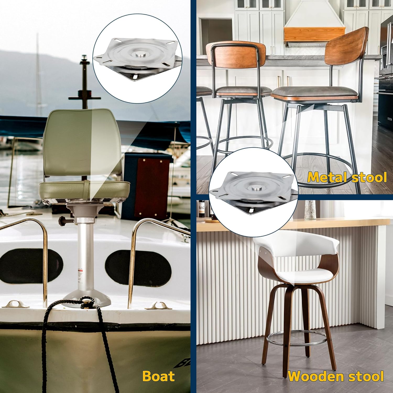 Boat Seat Swivel,Stainless Steel Seat Swivel Mount Base for Bass Jon Boat,Bar Stool,Chair