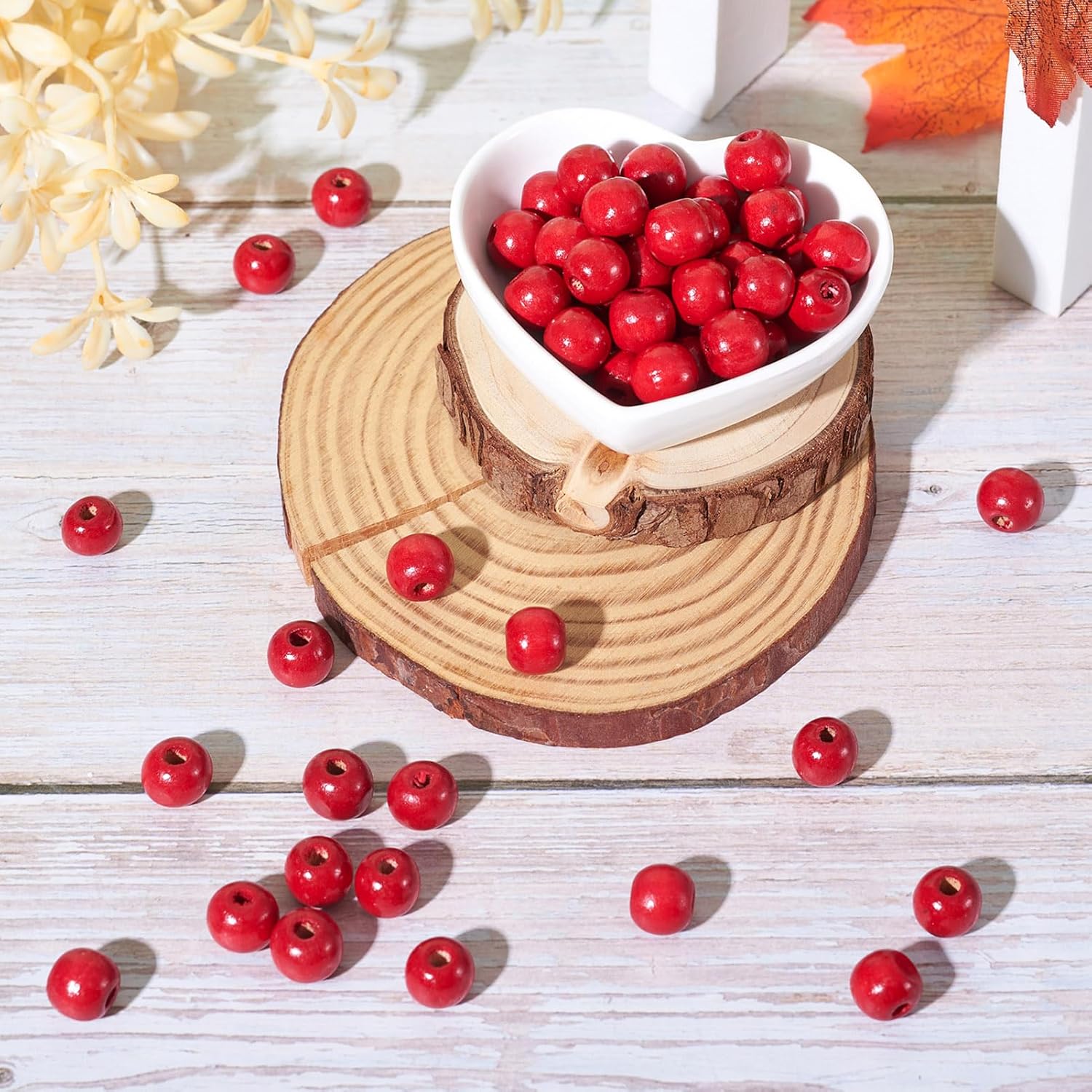 Craftdady 100Pcs Round Wood Beads 12mm Red Wooden Ball Spacer Beads for Home Decoration Jewelry Making - Image 6
