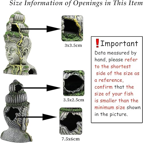 Miniatura 3 de Decoraciones de acuario Cabeza de Buda Decoración de acuario Adorno de pecera Buda tamaño único