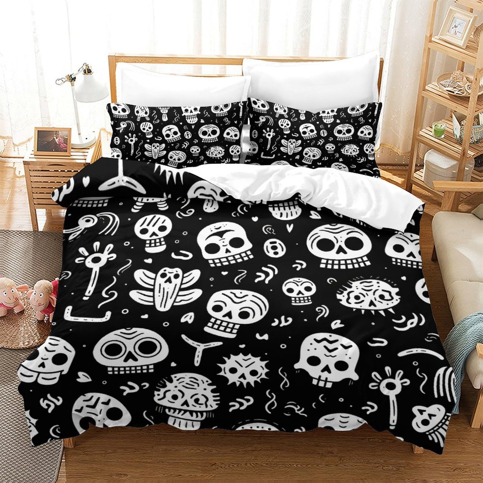 Housse de couette crâne 3D pour transformer votre chambre en un sanctuaire gothique chic