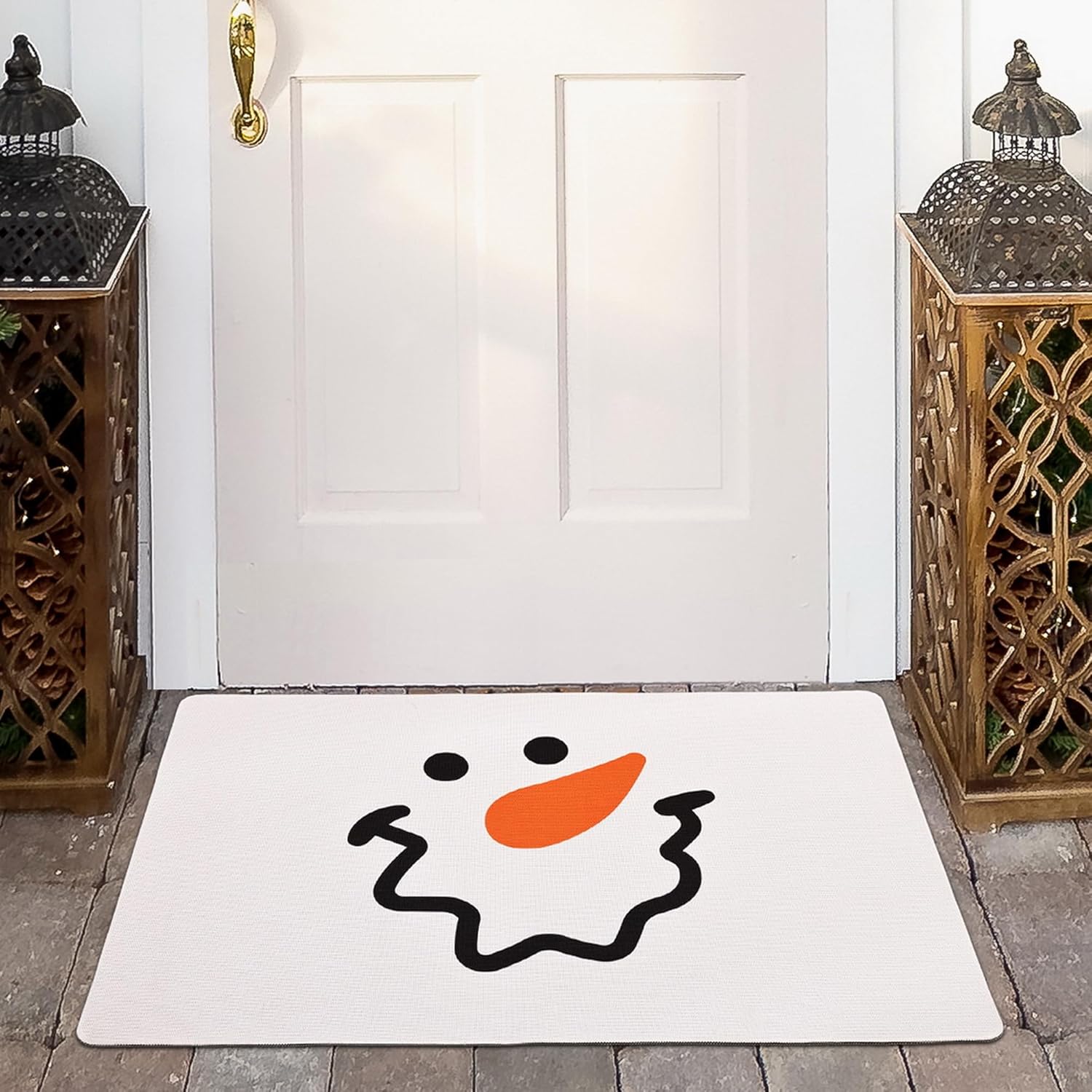 TRUEDAYS Christmas Snowman Door Mat, Outdoor Indoor