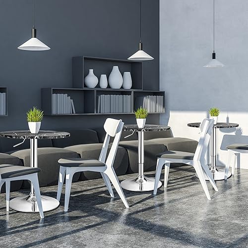 Miniatura 6 de Giantex Mesa redonda de pub ajustable en altura ajustable, mesa de cóctel giratoria de 360° con patas plateadas y base para mesa de bar en casa (4,