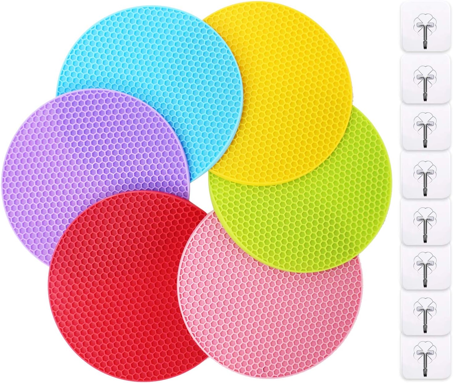 6 Pack Silicone Trivets Pot Mat Round,Pan Pot Holders Set
