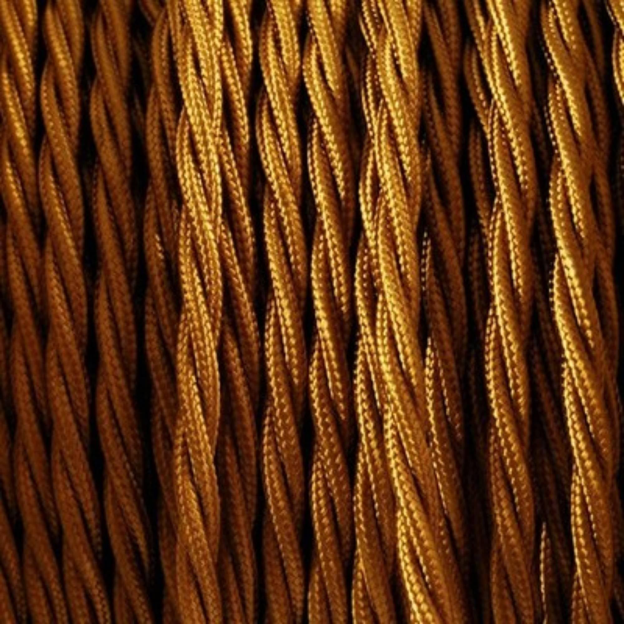 LEDSone Vintage Braided Cable 3 Meters, 3 Core Light Brown Antique Twisted Woven Silk Lighting Cable Flexible Fabric Wire, DIY Electrical Cord 18AWG for Pendant Lighting Appliances