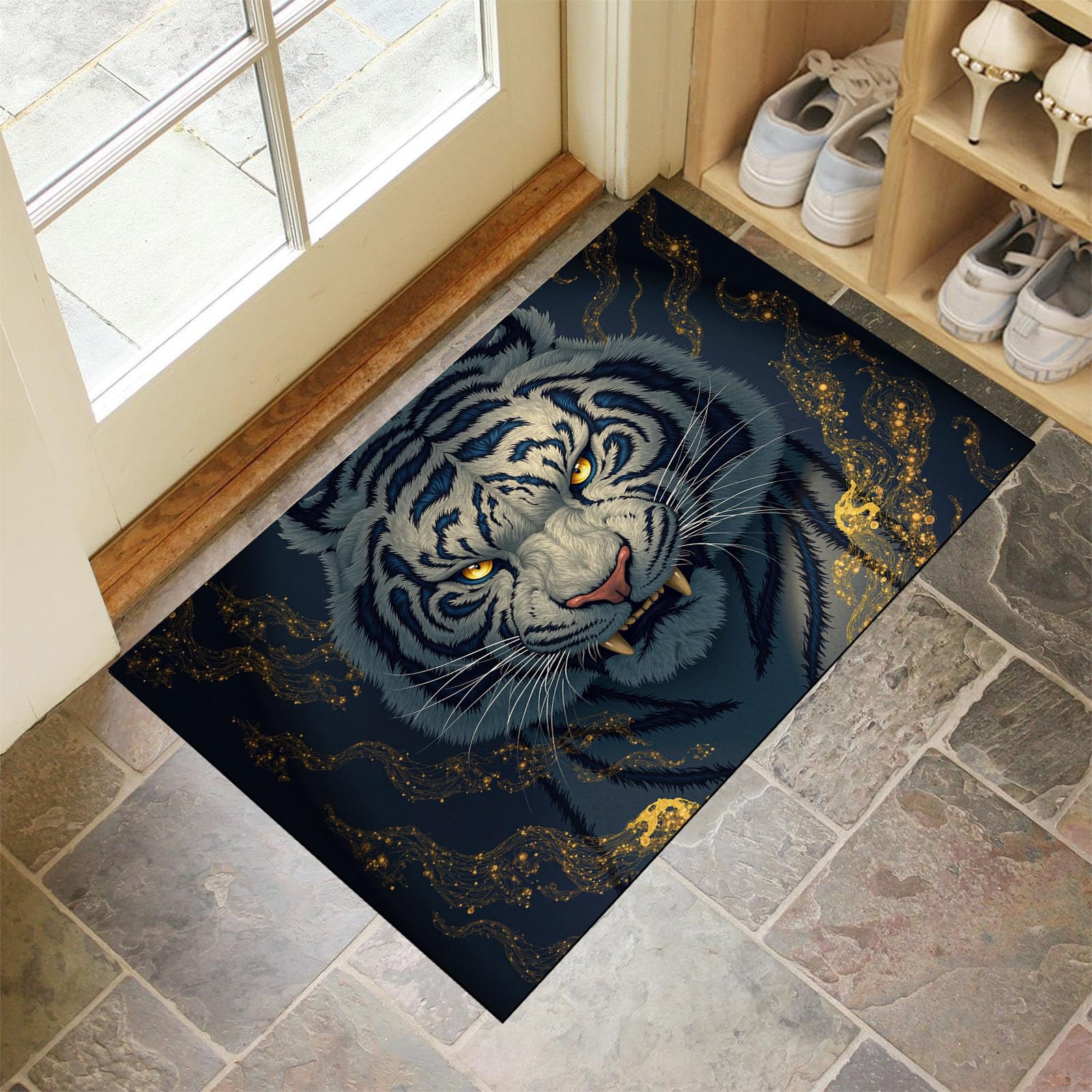 Paillasson tigre blanc pour sécuriser et décorer votre entrée de maison