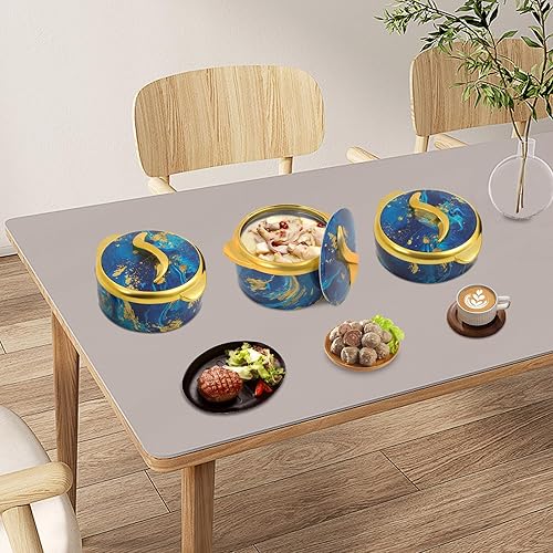 Miniatura 8 de Cacerola aislada con tapa, 3 piezas, cuencos térmicos para mantener la comida calientefría, calentador de acero inoxidable para Roti, ensalada,