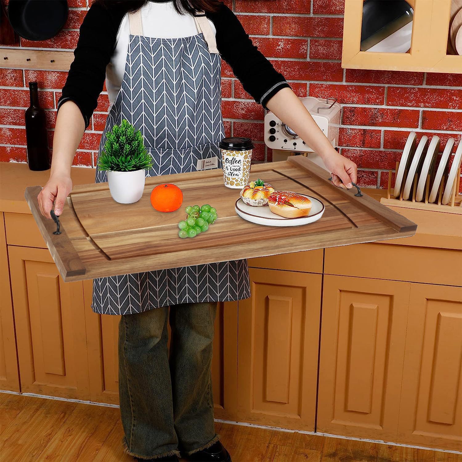 mopamNoodle Board Stove Cover Wood Stove Top Cover with Handles Wooden Stovetop Cover for Gas Stove and Electric Stove Cutting Board