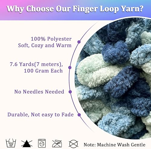 Miniatura 2 de Shenlin - Paquete de 5 hilos de felpilla gruesa para tejer a mano, lavable a máquina, de poliéster, esponjoso, grueso, voluminoso, para bufandas,