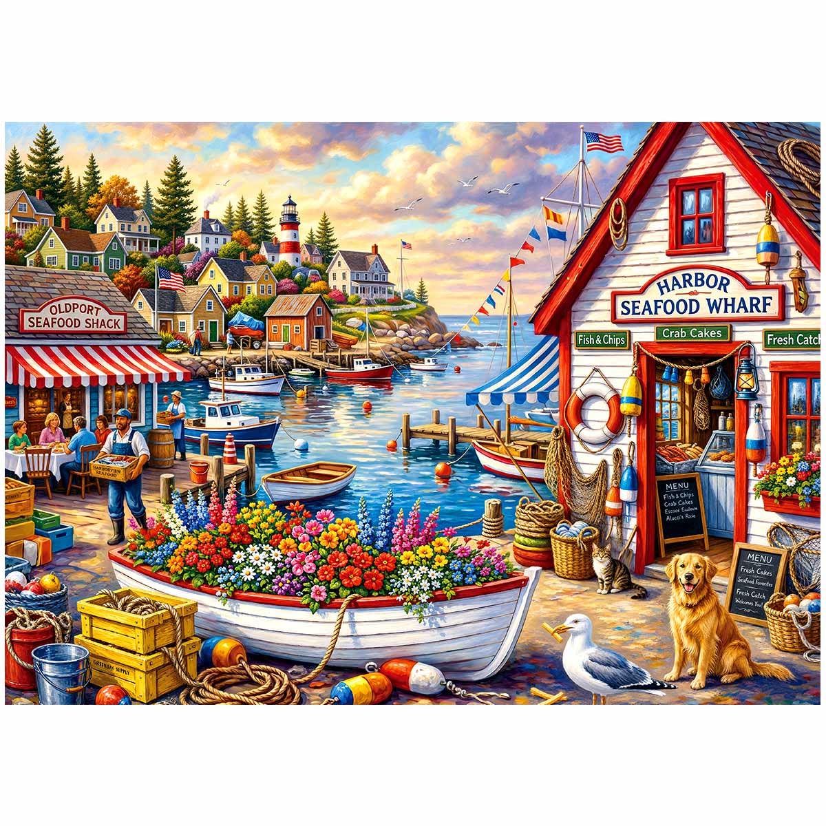 Puzzles for Adults 1000 Pieces, Seaside Village 1000 Piece Puzzle for Adult