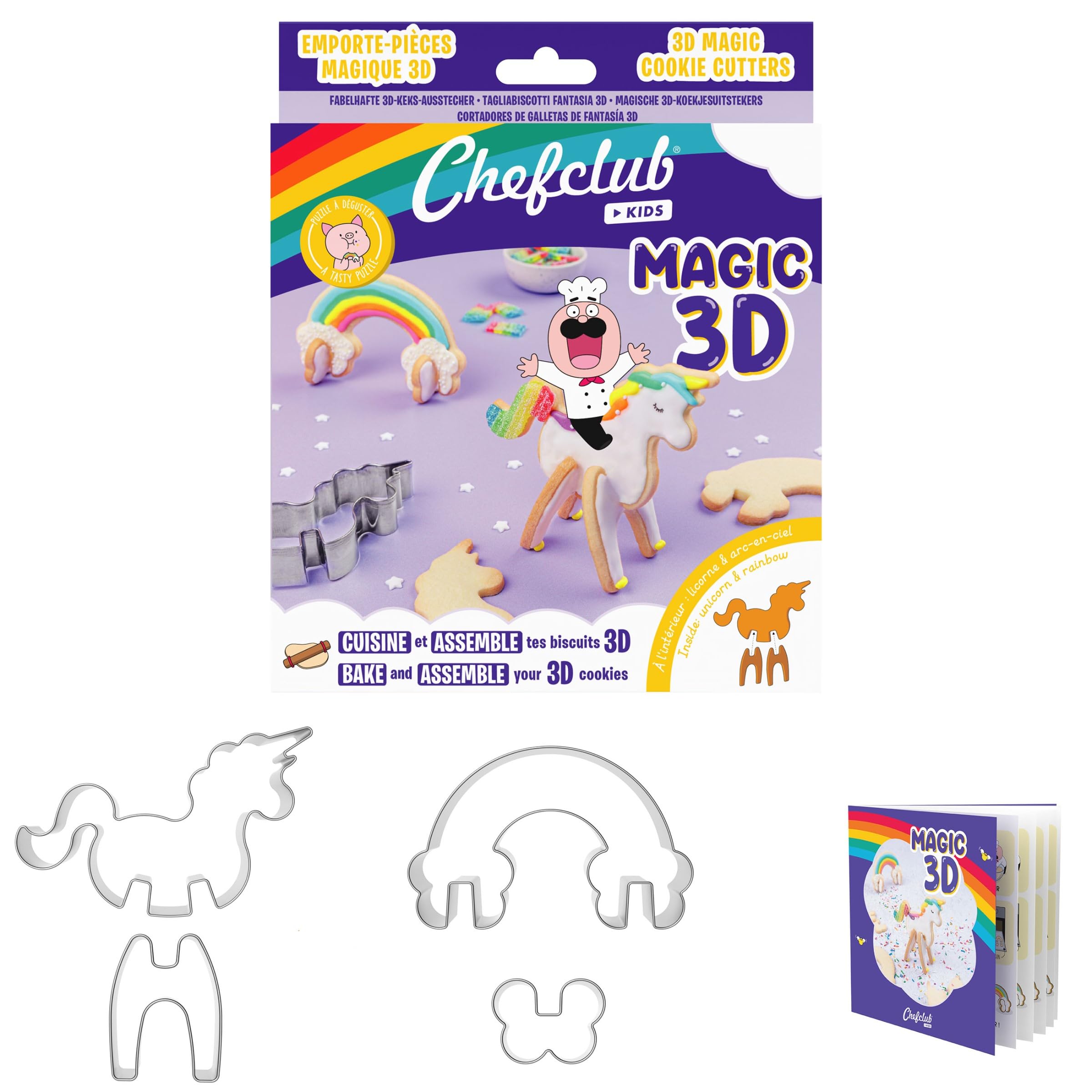 CHEFCLUB 3D Ausstecher Einhorn & Regenbogen Magic 3D