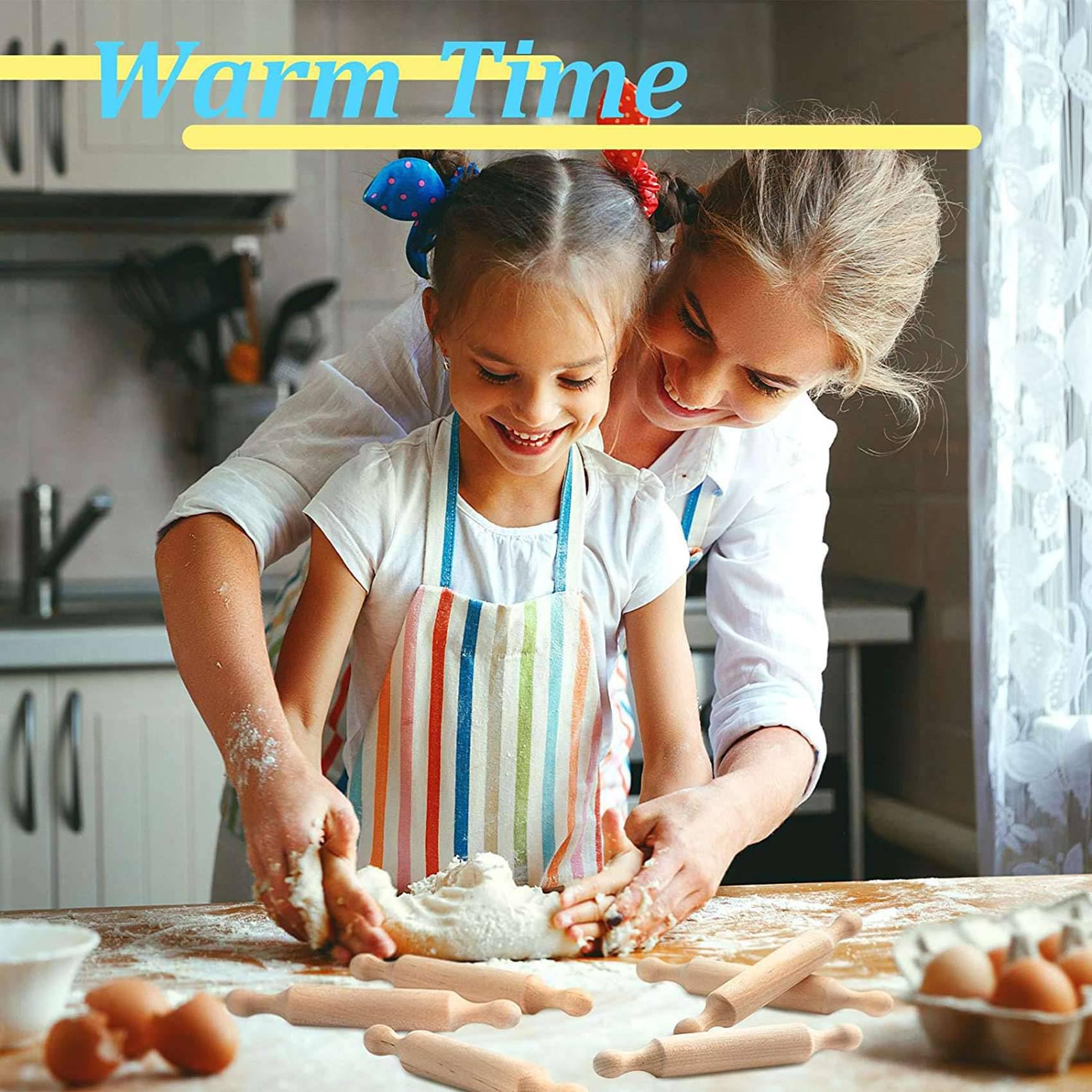 100X Mini Rodillo de Madera de 6 Pulgadas de para Hornear Cocina Rodillo Pequeño Rodillo de Masa de Madera para Niños Pasta de Fondant